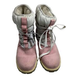 Timberland Pink Insulated Boots | Women's Leather Work Winter Laced 650, Size 9